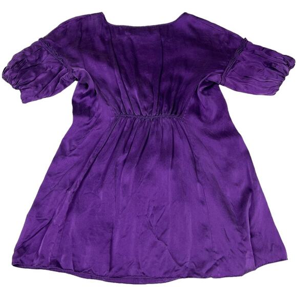 Studio M Blouse 100% Silk Purple Surplice V-Neck Short Sleeve Women's Medium‎ - Picture 2 of 9